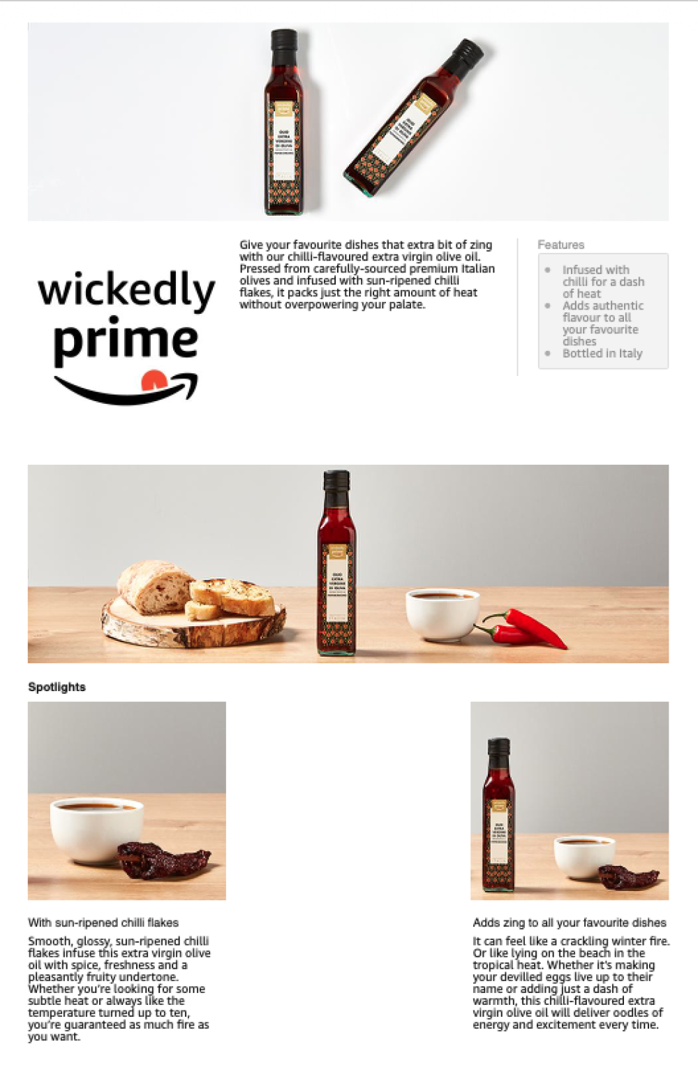 More copy for Amazon's Wickedly Prime food brand.