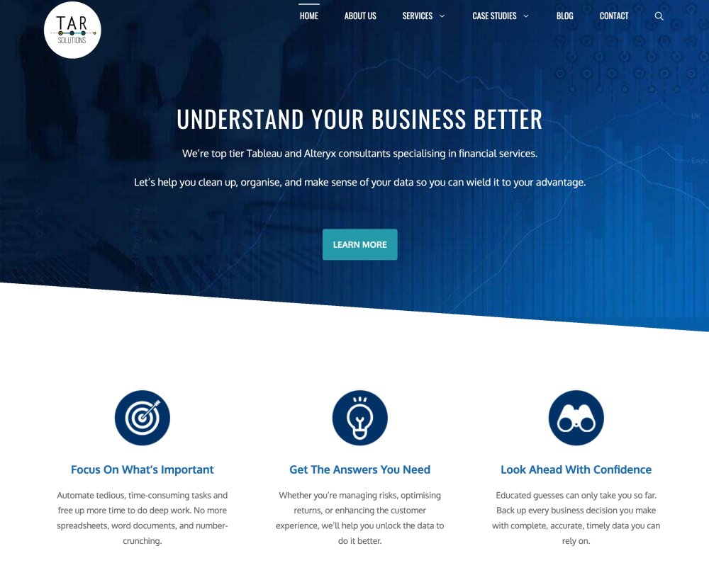 Hero section of the page with the headline “Understand your business better”.